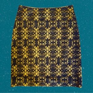 Coldwater Creek Black & Yellow Lace Overlay Mini Skirt Size 8